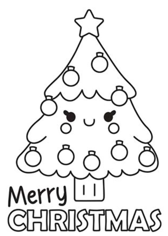 Christmas Tree Free Printable Christmas Card to Color